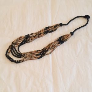 Multicolored Layered Wood Bead Necklace